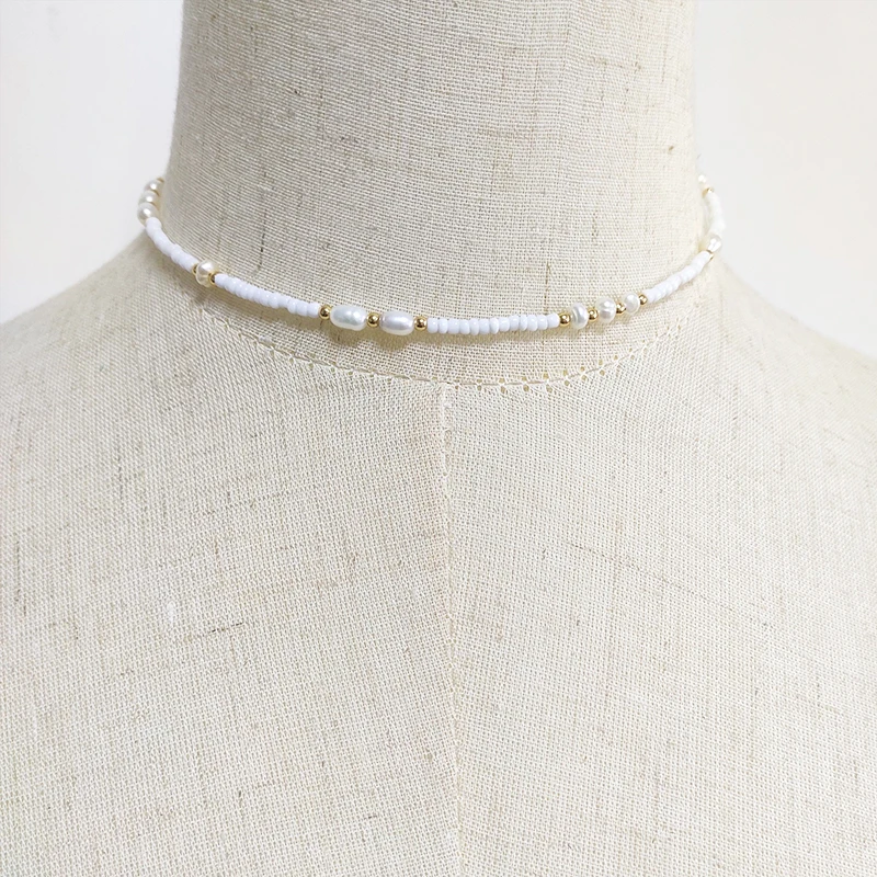 women exquisite small freshwater pearls necklace handmade adjustable beaded choker fashion bohemian jewelry gifts wholesale