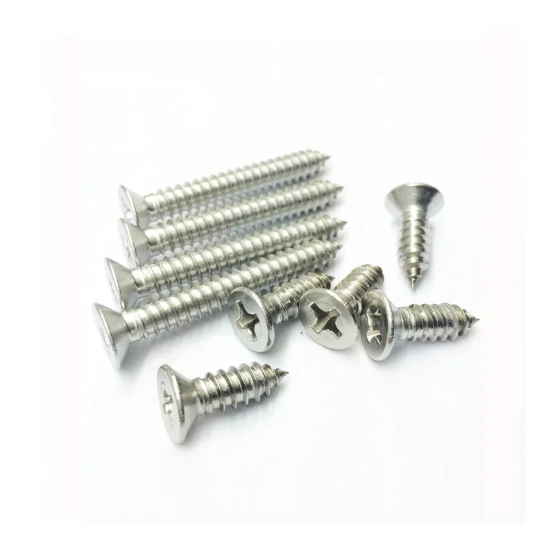 Self Tapping Screw Countersunk Cross Head Flat Screws 304 Stainless Steel Phillips Self-tapping Wood Screw M5 M6