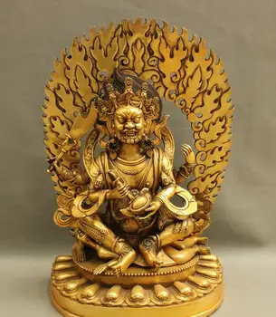 

27 Old Tibetan Buddhism Bronze Gilt 4 Arms Mahakala Vajra Jambhala Buddha Statue