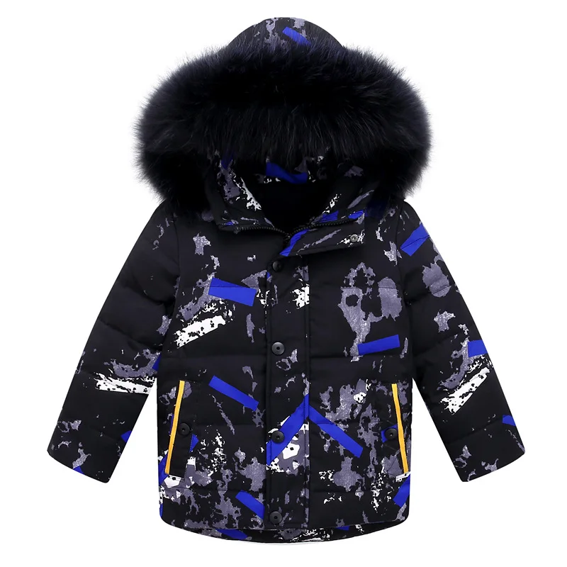 Детская зимняя куртка для мальчиков с капюшоном и мехом, теплое камуфляжное пальто на утином пуху, верхняя одежда От 3 до 14 лет, детский зимний костюм для мальчиков, парка для подростков
