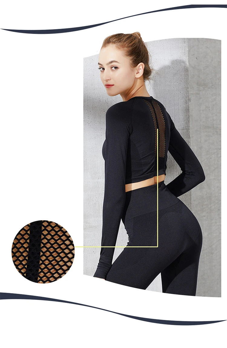 Sports Clothing Ourdoor Running Outfit Ladies 2 Piece Set Top With Full Sleeves And Pants Fitness Wear Seamless Gym Yuga Set