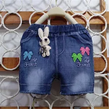 Лидер продаж года, летние шорты для маленьких девочек повседневные джинсовые шорты для детей возрастом от 4 до 10 лет мягкие джинсовые шорты с вышивкой из мультфильма