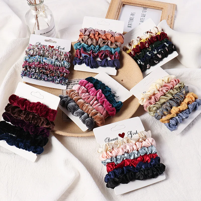 

1Set Printed Simple Scrunchie Women Elastic Hair Rubber Bands Accessories For Girls Tie Hair Rope Ring Holder Headdress Headwear