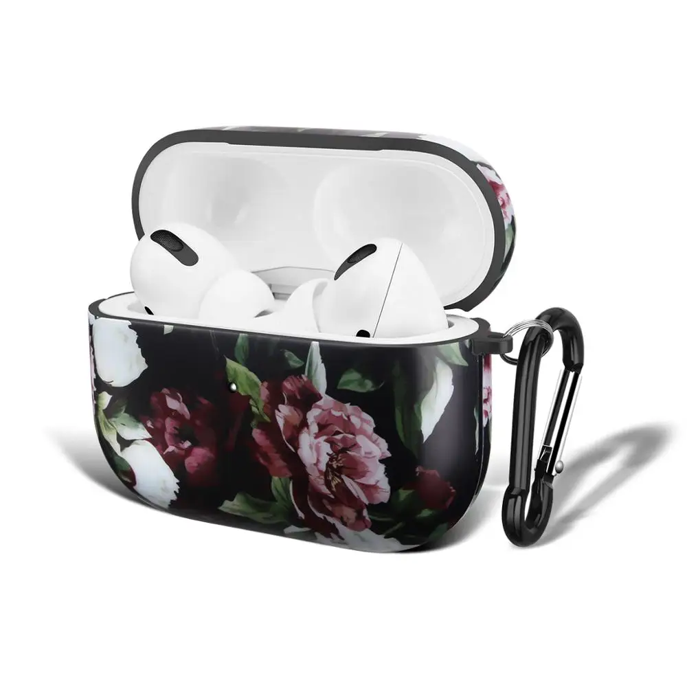 Newest TPU Soft Earphone Case For Apple Airpods Pro Accessorie Protector Matte IMD Retro Flowers Cover With Hanger Hook | Электроника
