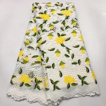 

popular milk silk lace fabric double colour african guipure lace fabric 5yards water soluble lace for dress EllaJA051