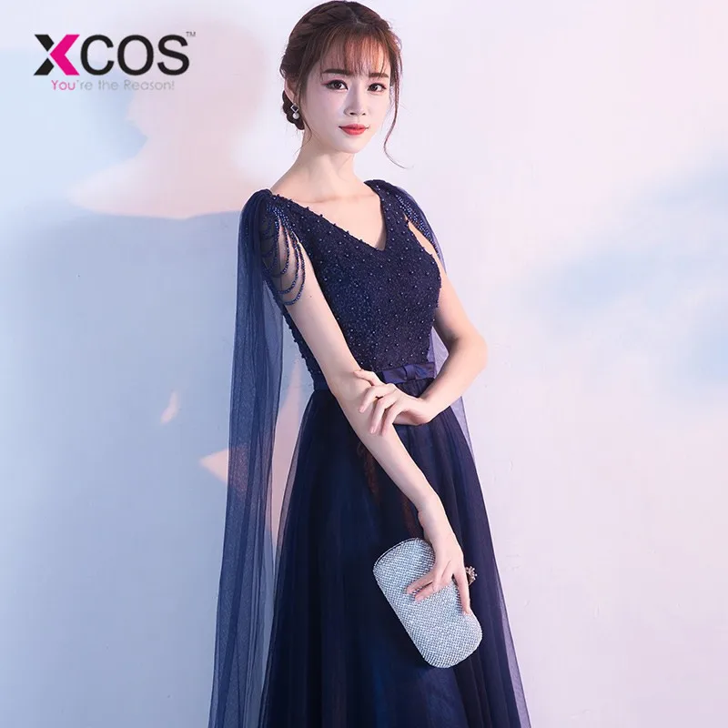 XCOS новые длинные платья для выпускного вечера с v-образным вырезом элегантные вечерние платья для выпускного вечера с открытой спиной vestido de formatura