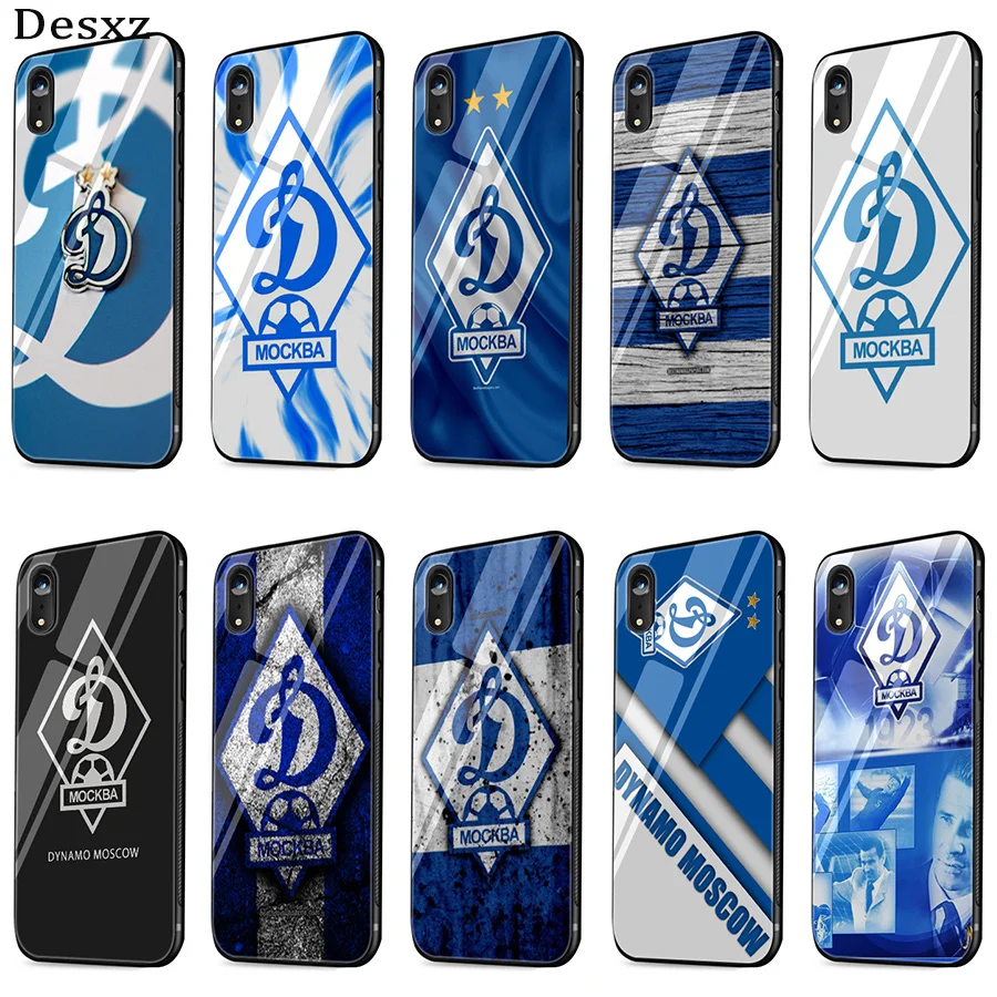 Стеклянный чехол для телефона из ТПУ для iPhone 6, 6s, 7, 8 Plus, X, XR, XS, Max, 5, 5S, SE, чехол с логотипом "Динамо"