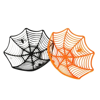 

2pcs Halloween Candy Dish Plastic Spider Web Storage Basket For Festival Gathering Party Supplies Favors ( Orange And Black)