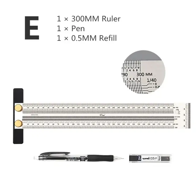 Precision Marking Gauge Ruler T-Type Square Multifunction Woodworking Tool Ruler