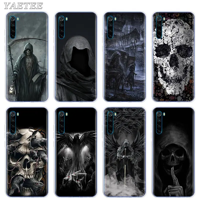 

Silicone Case For Xiaomi Redmi Note 9 9S 8 8T 7 Redmi 9 9A 9C 8 Pro 8A 7 7A 6 Back Shell Cover Coque Grim Reaper Skull Skeleton