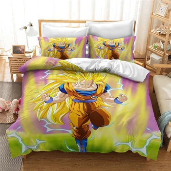 

3D DRAGON BALL Pattern Duvet Cover with Pillow Cover Super Saiyan Son Goku Bedding Sets Single Double Twin Full Queen King Size