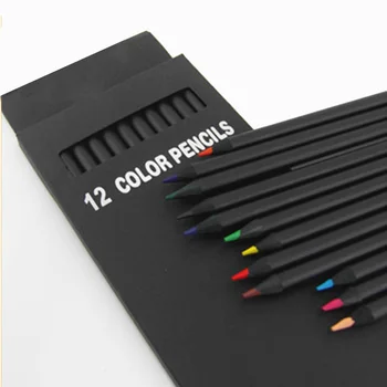 

12pcs/lot Colored Drawing Pencil Black Wooden Colors Crayon For DIY Graffiti Painting Tool Art Supplies Office School Stationery