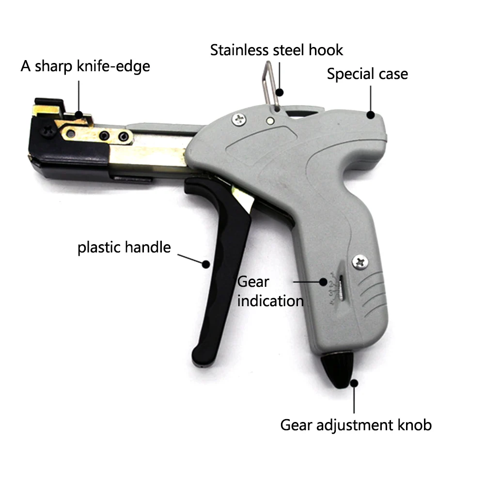 

Practical Ergonomic Hand Tool Durable Tightening Fastener Portable Cable Tie Plier Automatic Tension Stainless Steel Cutting