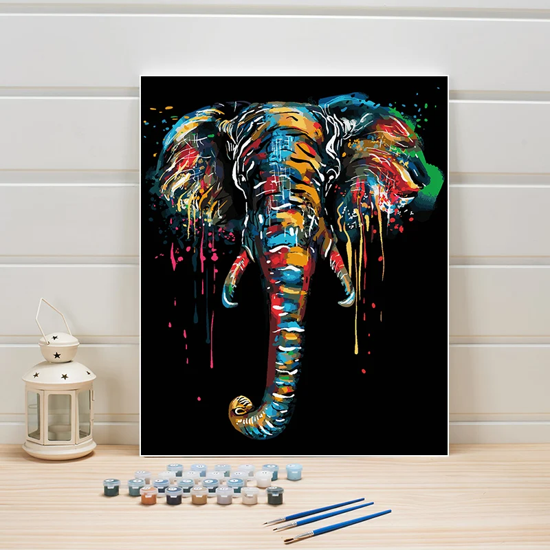 

Canvas Oil Painting By Numbers 40x50CM Abstract Animal Elephant Paint Acrylic Coloring Wall Pictures For Living Room Adults Kits