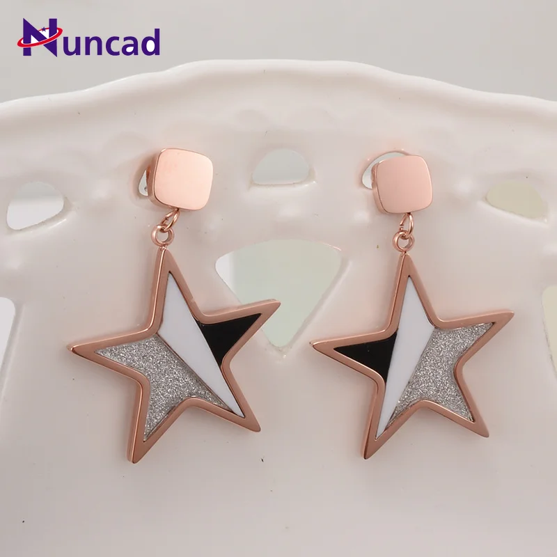 

Temperament Personality, Wild Rose Gold, Pentagonal Stars, Short Earring for Women Metal Trendy