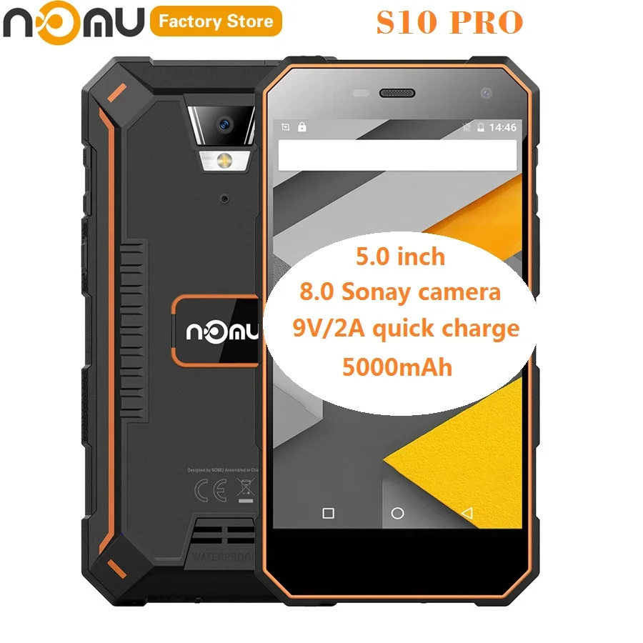IP68 NOMU S10 PRO 4G смартфон 5 0 ''Android 7 MTK6737VWT четырехъядерный 1 ГГц 3 ГБ 32 8 МП задняя 5000
