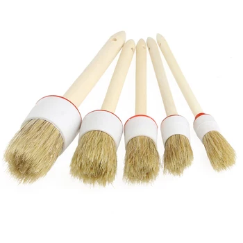 

Soft Car SUV Detailing Wheel Wood Handle Brushes for Cleaning Dash Trim Seats Washable Car Cleaning Tool