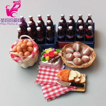 

BJD doll house accessories Mininature Simulation Pepsi cola birthday cake wine butter bread egg for 1/6 bjd barbie doll
