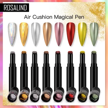 

ROSALIND Air Cushion Magical Mirror Pen Mirror Glitter Powder Nail Art Need Gel Polish Base Coat For Nail Decorations