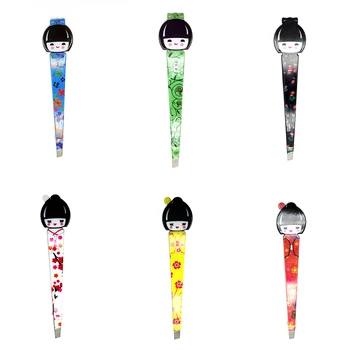 

Geisha Girls Eyebrow Tweezers Make up tweezers Stainless Steel Slanted Edge Clip cosmetic Hair Removal Japanese style