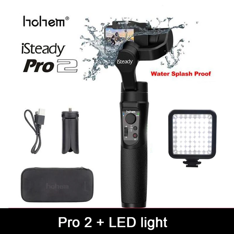 Pro 2 with lights Hohem iSteady Pro 2 водонепроницаемый ручной шарнирный стабилизатор для камеры Gopro vlog для Gopro 8/7/6/5/4/3 DJI Osmo экшн YiCam SJCAM экшн Камера - Цвет: Pro 2 with lights