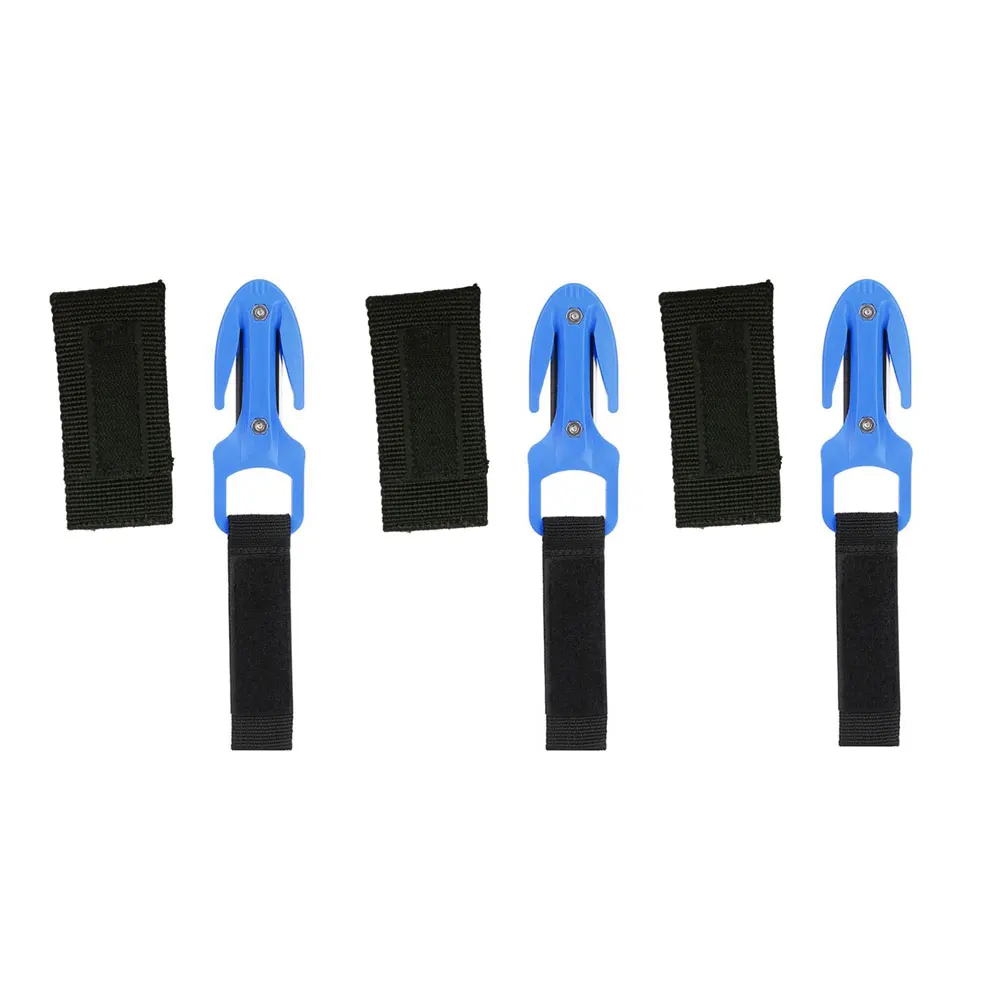 Blue 3PC Подводное плавание двойной Обрезной Резак Линия чистая кабель резка нож двойной резки Дайвинг Оборудование безопасности жизни - Color: Blue 3PC