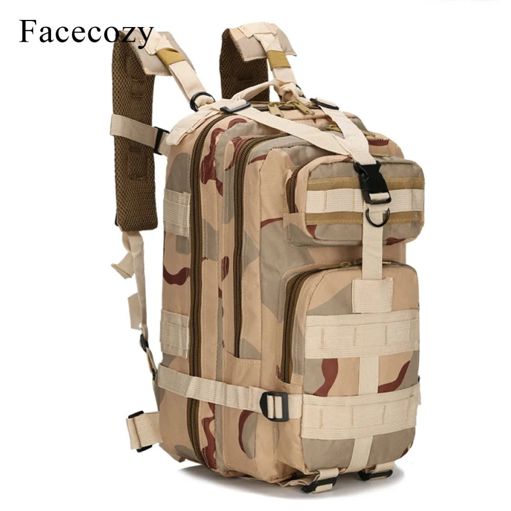 Goede Facecozy Outdoor Wandelen Militaire Tactische Rugzak Camouflage 600D Nylon Trekking Travel Kit Bag 25 30L Kleine Sport Rugzak