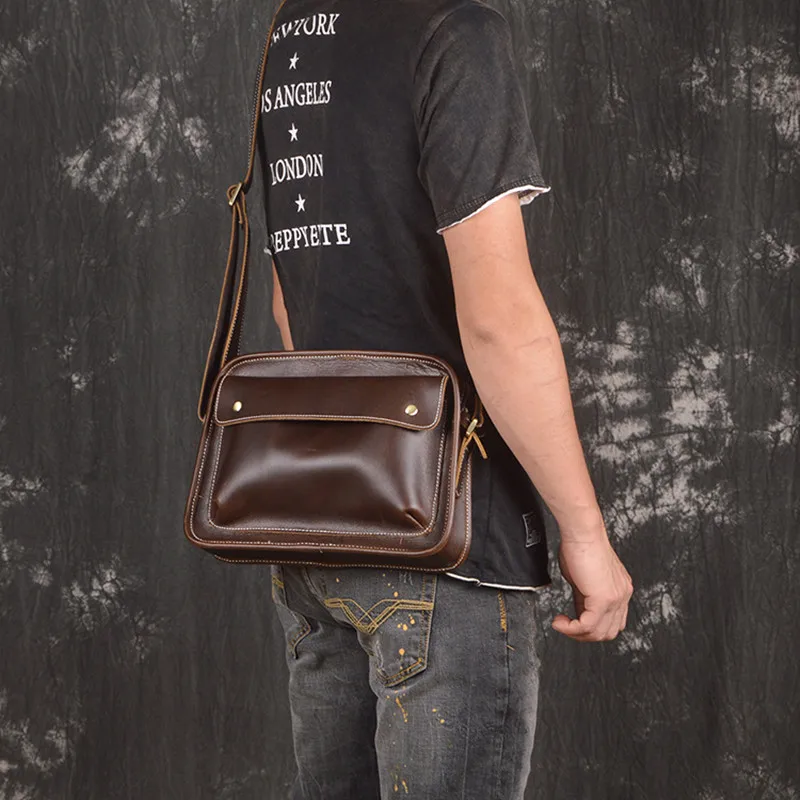 

Crazy Horse Genuine Leather Men Bags Fashion Retro Handbag Shoulder Vintage Cow Bag Men Messenger Bags Business Briefcase