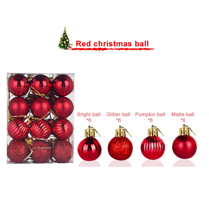 24 шт Рождественская елка Декор шар-безделушка рождественские вечерние Висячие шар, украшение, Декор рождественские украшения для дома подарок