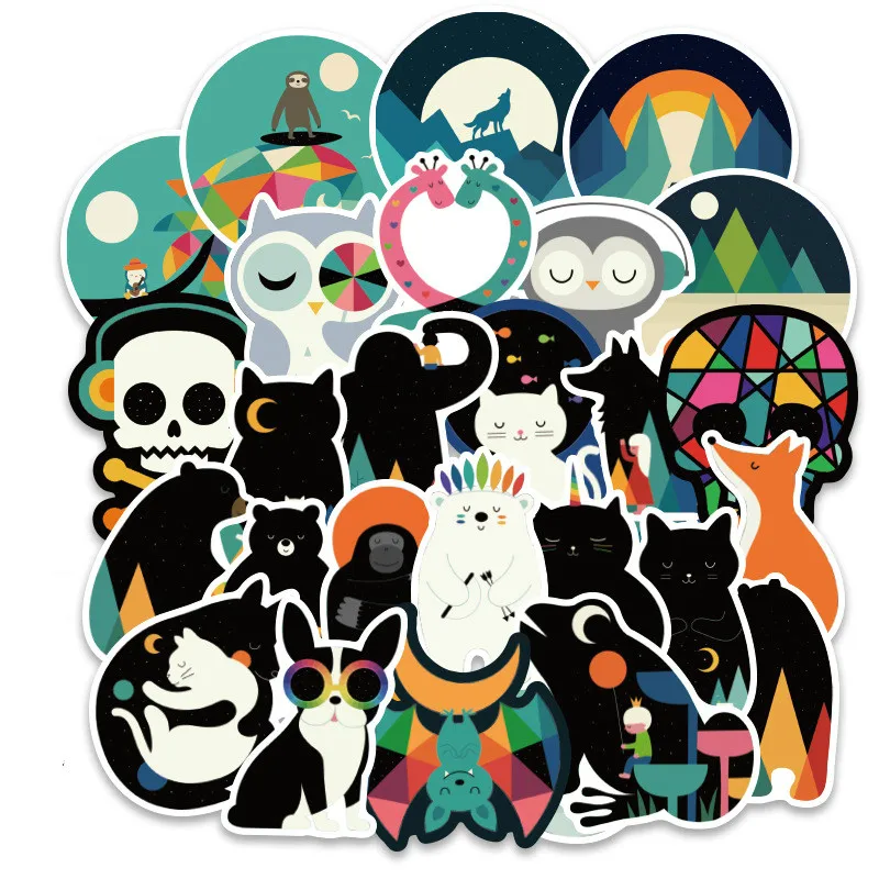 

100 Pcs Cartoon Animal Stickers Style Waterproof PVCwaterproof Decal for Laptop Helmet Luggage Personality DIY Graffiti Sticker
