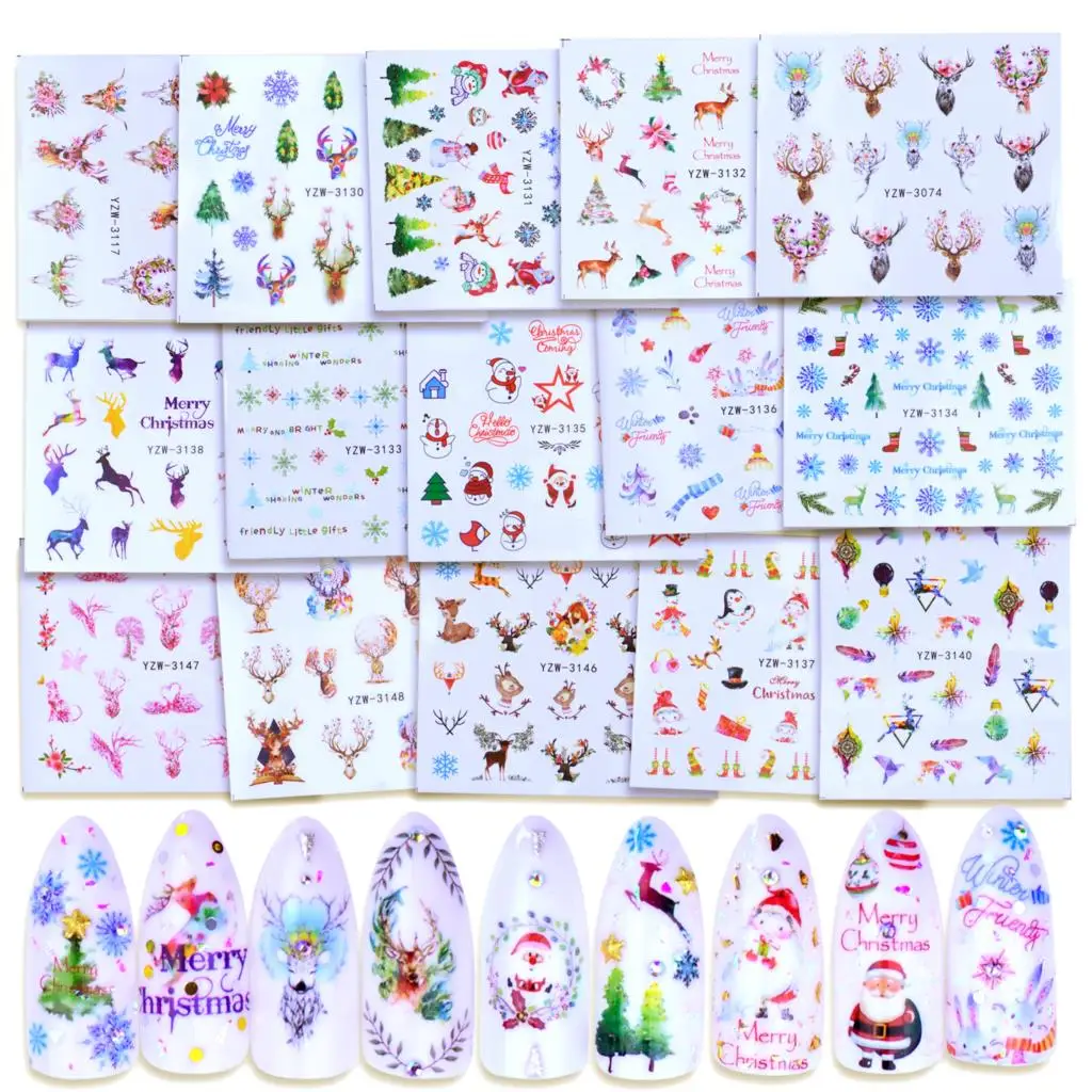 

1 Sheet Christmas Nail Art Sticker Slider Santa Claus Snowman Transfer Decals Foils 3D Adhesive New Year Xmas Designs