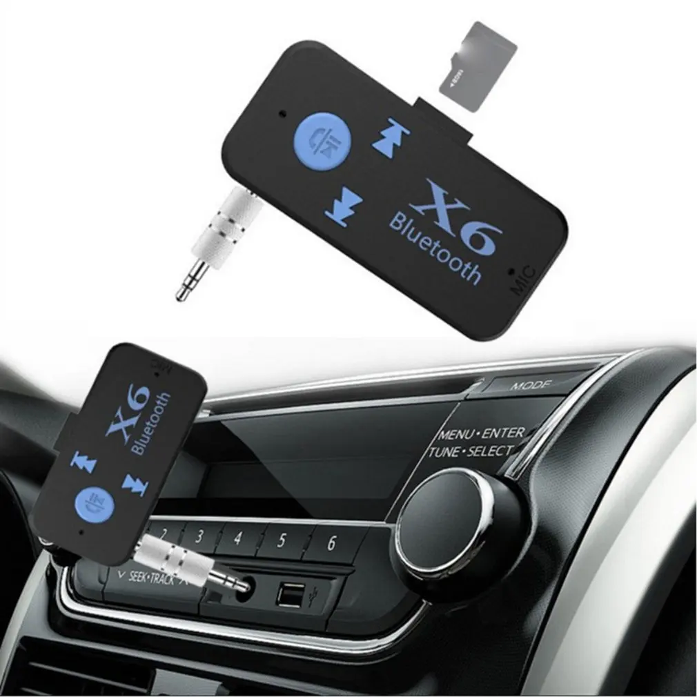 Автомобильный музыкальный адаптер с громкой связью X6 аудио приемник автомобильный аудио адаптер подключаемый Tf карта портативный Walkman