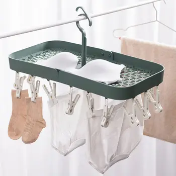 

Home Drying Rack Dormitory Folding Hanger Multi-clip Drying Sock Inner Hanger Multifunctional Hanger Storage Artifact New