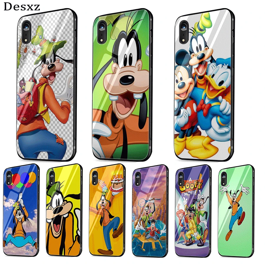 

Glass Phone Case TPU Glass For Apple Iphone 5 5s SE 6 6S 7 8 Plus XR X XS Max Cover Goofy Is In Mickey Mouse Funny Cartoon