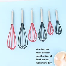 Medium silicone whisk Stainless steel handle oven hand Whisk Creative Whisk Household cake egg whisk Kitchen mixer