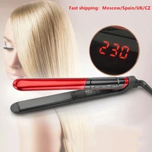 Профессиональный Выпрямитель для волос светодиодный Дисплей выпрямитель для волос 2-в-1 керамический утюжок для выпрямления волос с регулятором Planchas прямые волосы инструмент для укладки волос