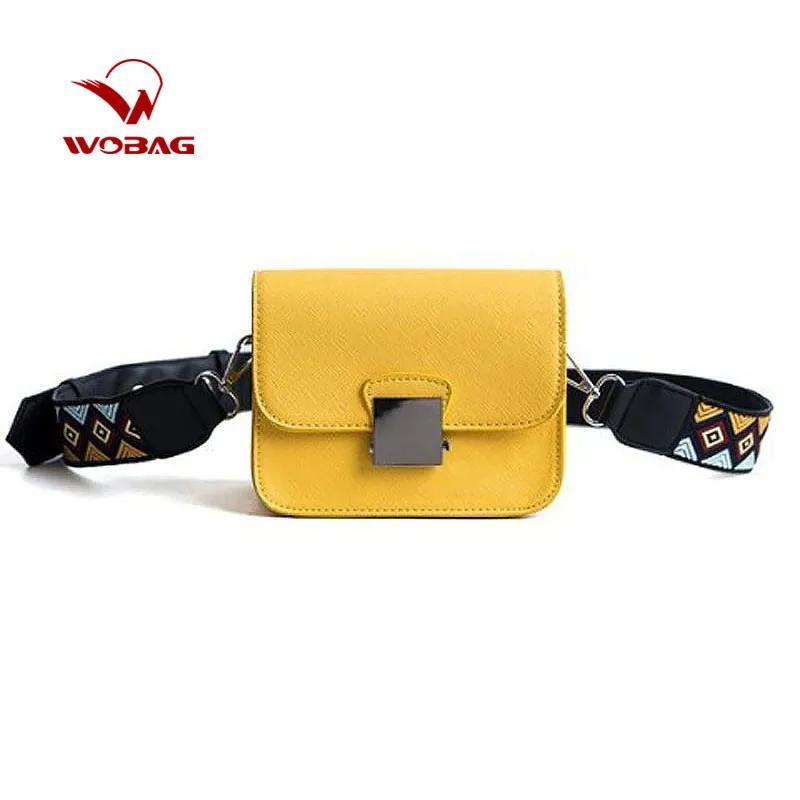 

WOBAG Messenger Bags New Women Flap PU Leather Wide Strap Shoulder Bag 2019 Fashion Designer Crossbody Bags