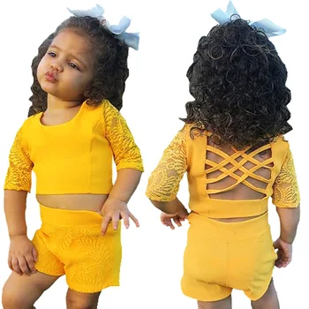 

2pcs Summer Newborn Kid Baby Girls Clothes Sets Solid Color Cotton Sleeveless Backless Tops Shorts Outfits Baby Clothing Suit