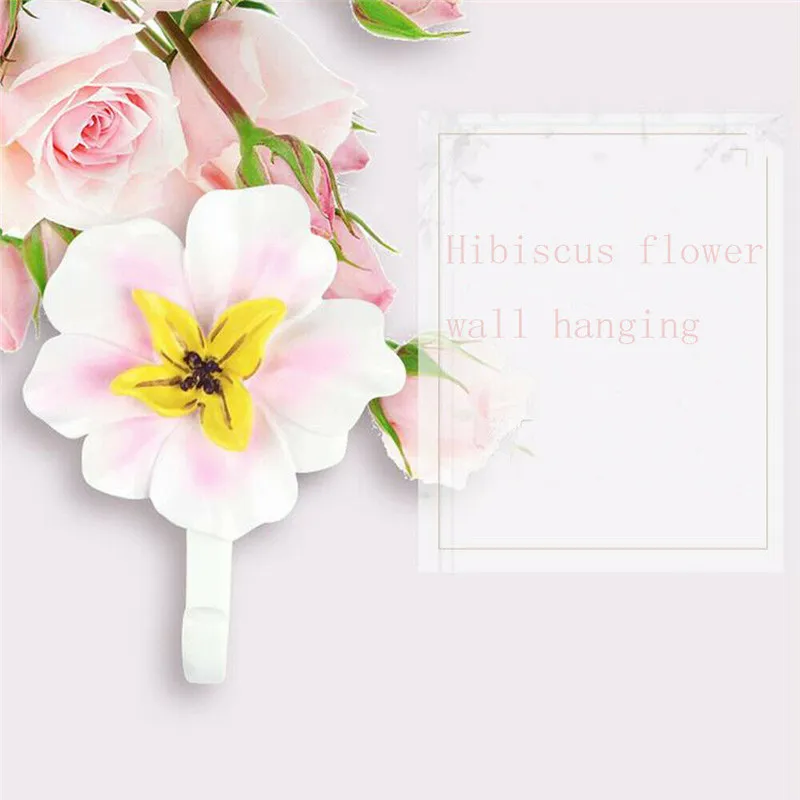 Hibiscus форма самоклеющиеся крючки настенная дверь пластик повышенной клейкости розовый крюк Держатель Новые Модные держатели украшения для дома Горячая