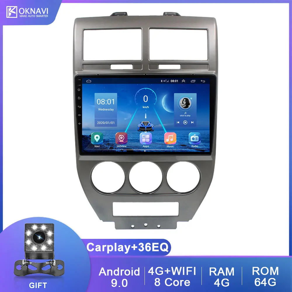 

For 10 inch Jeep compass 2006-2010 Android 9.0 DSP Carplay 4G WIFI 2 Din SWC Radio GPS Navigation No DVD Car Multimedia Player