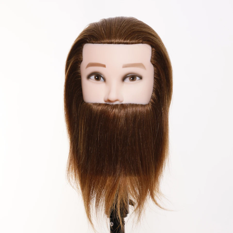 profession styling hairdressing head mannequin doll with 100 human hair and beard for hairdresser hair practice traning head