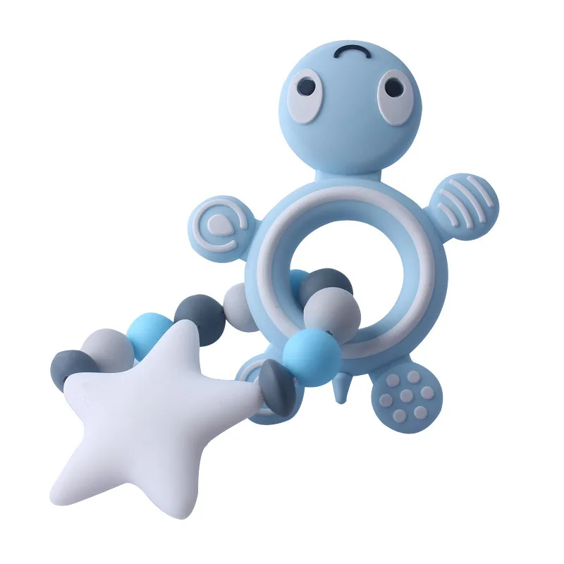

2019 New Food Grade Silicone Turtle Teether Silicone Bracelet Baby Teether Perle Silicone Ring Infant Teething Toys Chew Teether