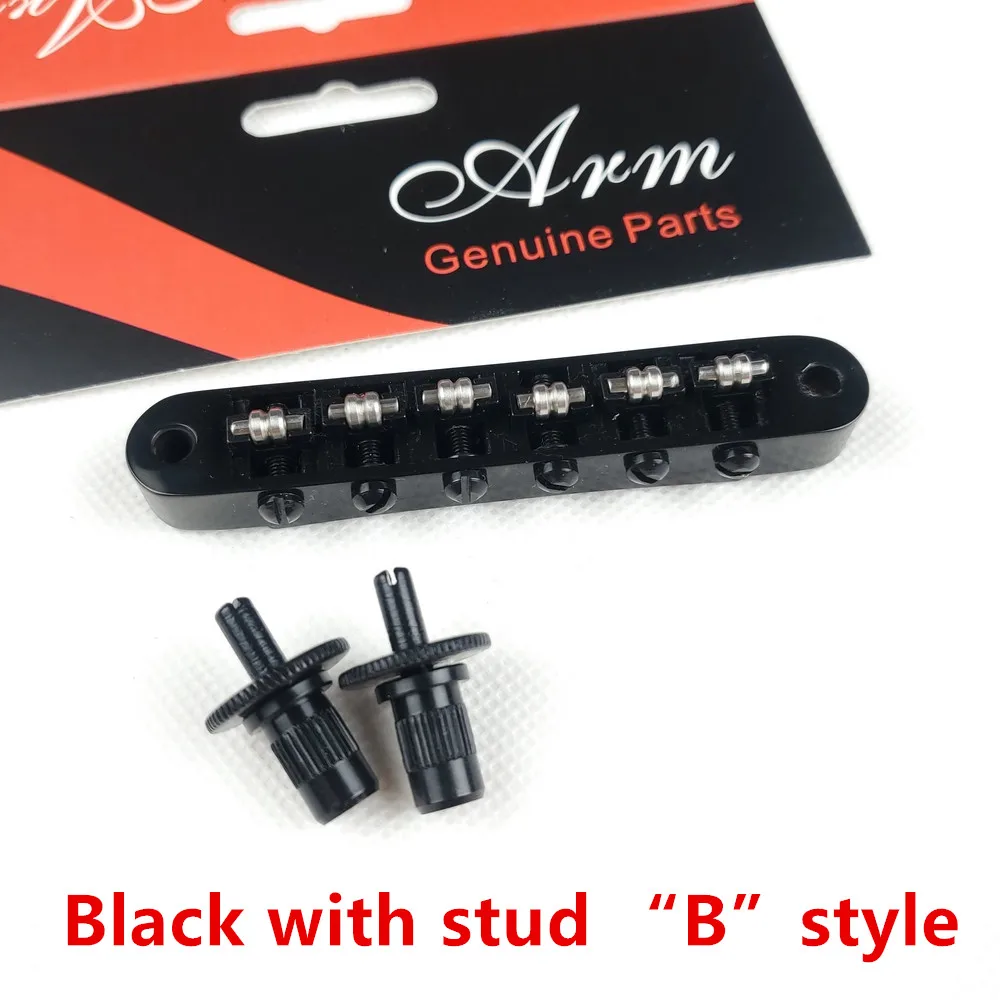 Black with stud B Хром серебро золото Tune-O-Matic роликовое седло электрогитары мост для LP SG гитары(отверстие 4,2 мм) Сделано в Корее - Цвет: Black with stud B