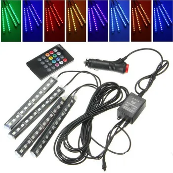

4 in 1 Car Interior Decorative Light RGB LED Strip Foot Lamp with Remote Controller
