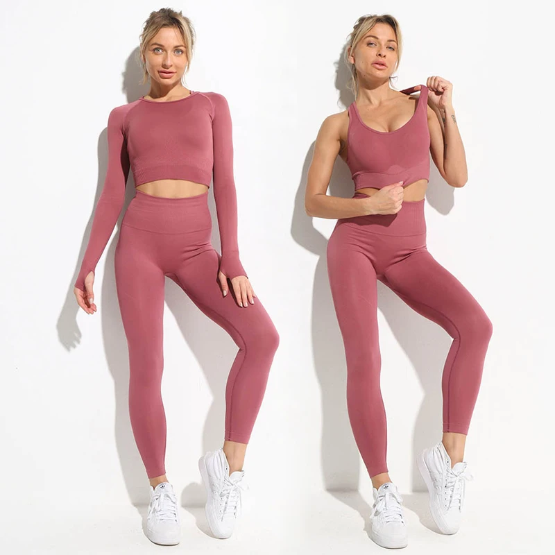 Energy Seamless Yoga Set Sport Outfit For Woman Gym Clothing Fitness Long Sleeve Crop Top High Waist Leggings Running Sportswear sports bra set,gym workout set,yoga pants set,yoga set,fitness set,sportswear set,sports set