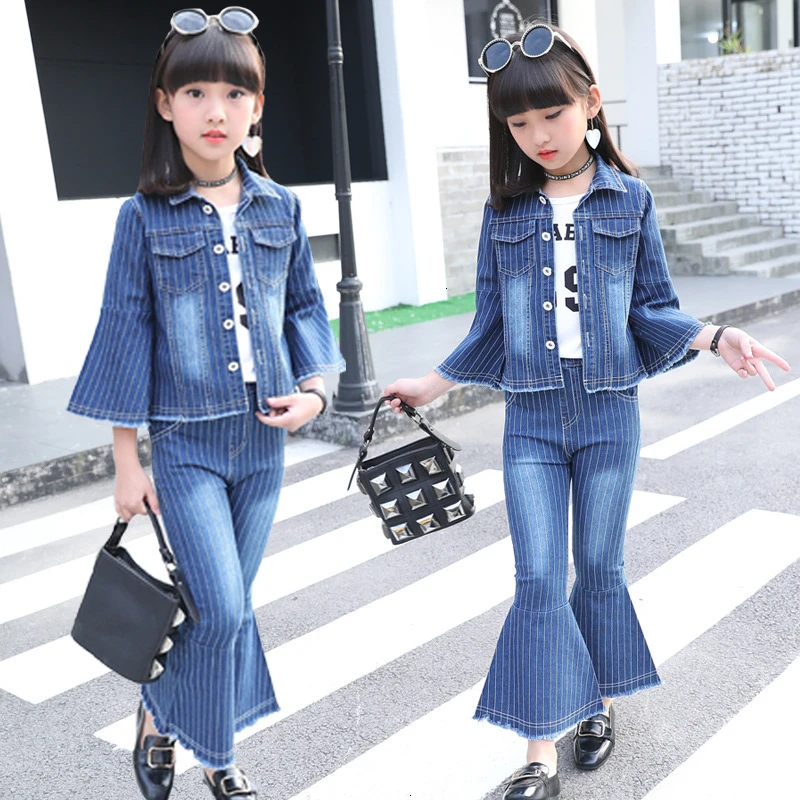 Girl Suit In Western Style Children Clothing Set Jeans Twinset Tide Boys  Girls New Year Costumes For Kids Clothes| |