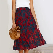 5 цветов, плиссированная юбка миди в белый горошек с цветочным принтом, Женская эластичная юбка с высокой талией и боковыми карманами,, элегантная женская юбка