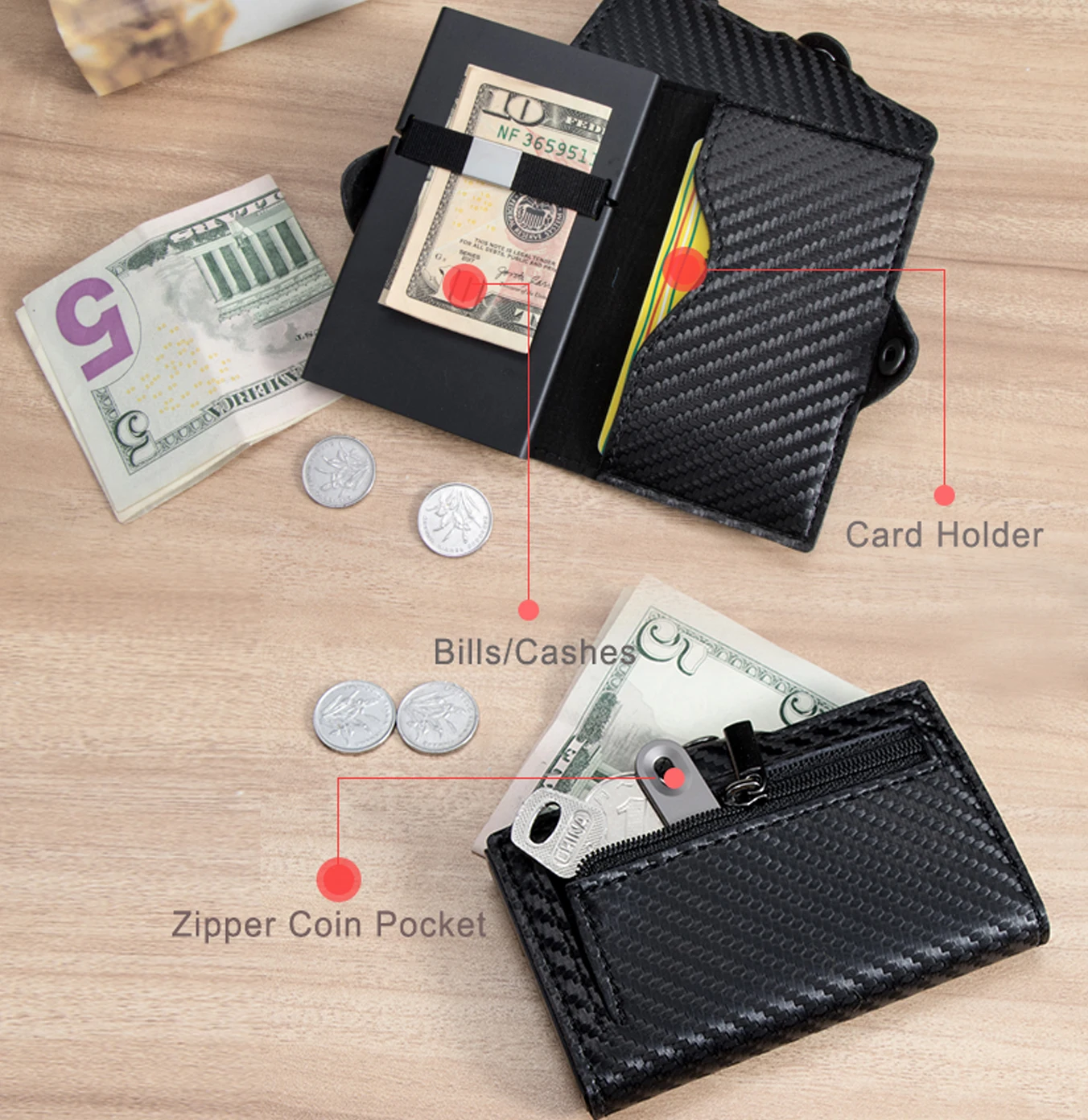 2022 Leather Wallet for Men Metal Case Minimalist Wallet Credit Card Holder Mini Coin Purse münze geldbörsen