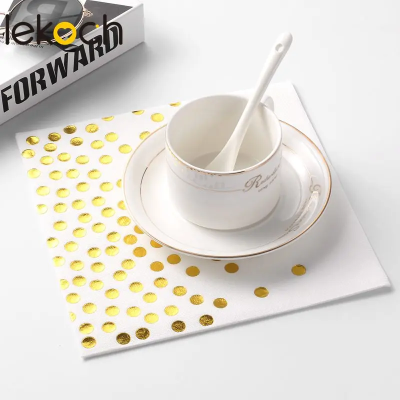  Lekoch White Gold Point Table Napkins Square Napkin Pocket Handkerchief for Wedding Birthday Home P