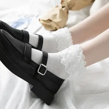 

2020 Fashion Short lace Socks Lolita Frilly Ruffle Cotton Princess Girls Top Quality Japanese Soft Comfortable Solid Ankle Socks